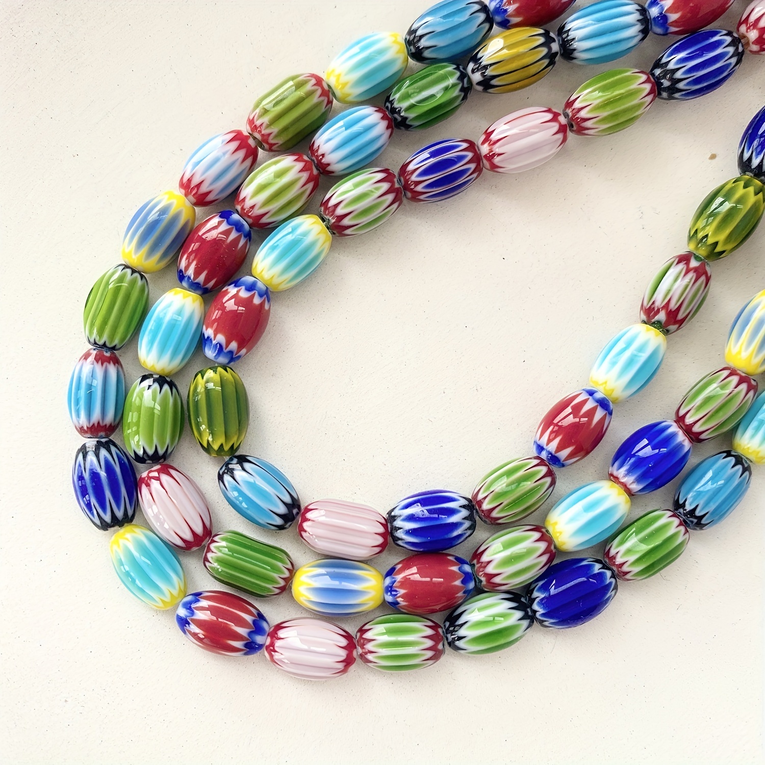Vintage Oval Glass Beads Mixed Lot 8x12mm DIY Jewelry Making Accessories